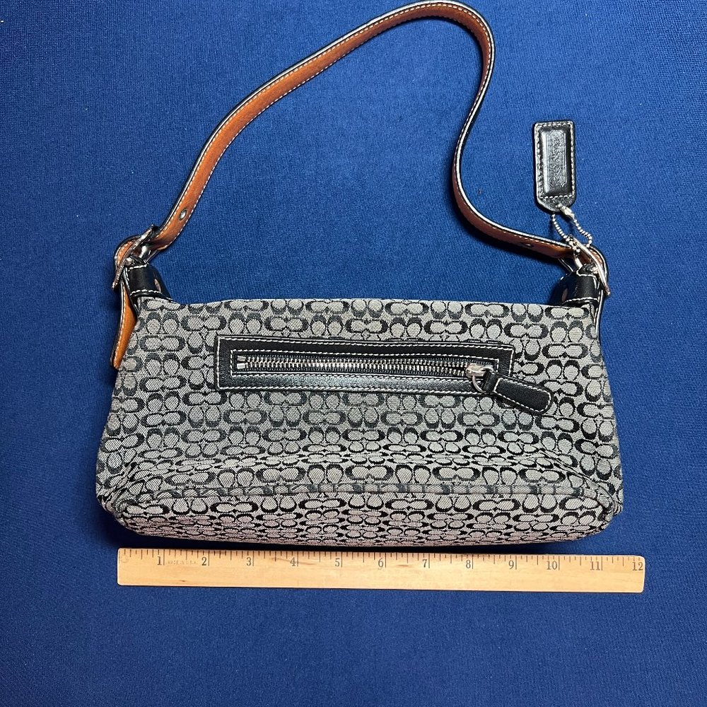 COACH Black MONOGRAM Signature Small BAGUETTE Hand Bag Purse Travel M2K-6332